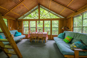 Inside the treehouse Blackwater Bliss Leave your cares behind on a leisurely downriver paddle to this secluded destination.